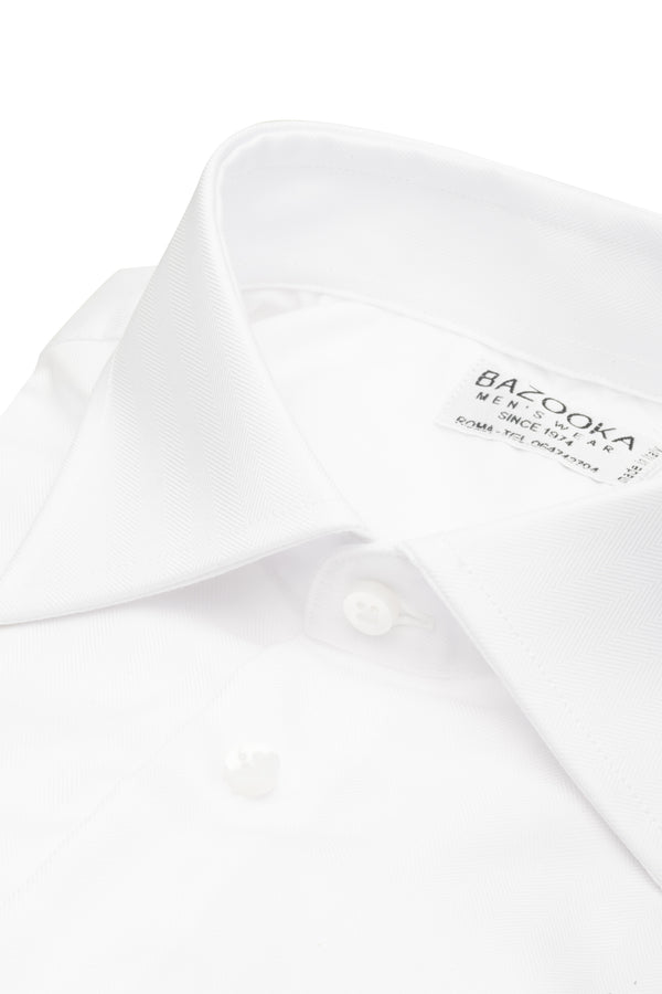White Herringbone Twill Shirt by Bazooka - BAZOOKA 