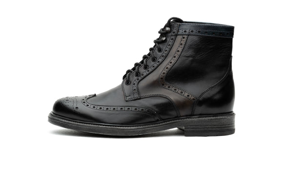 Grey/Black Brogue Ankle Boot - BAZOOKA 