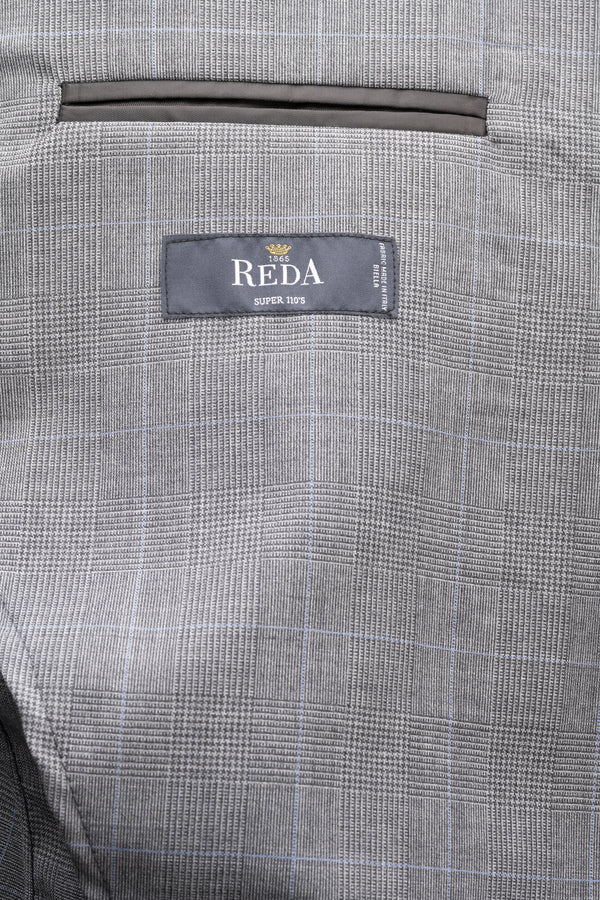 Light Blue Prince of Wales/Blue Wool Suit by Reda - BAZOOKA 