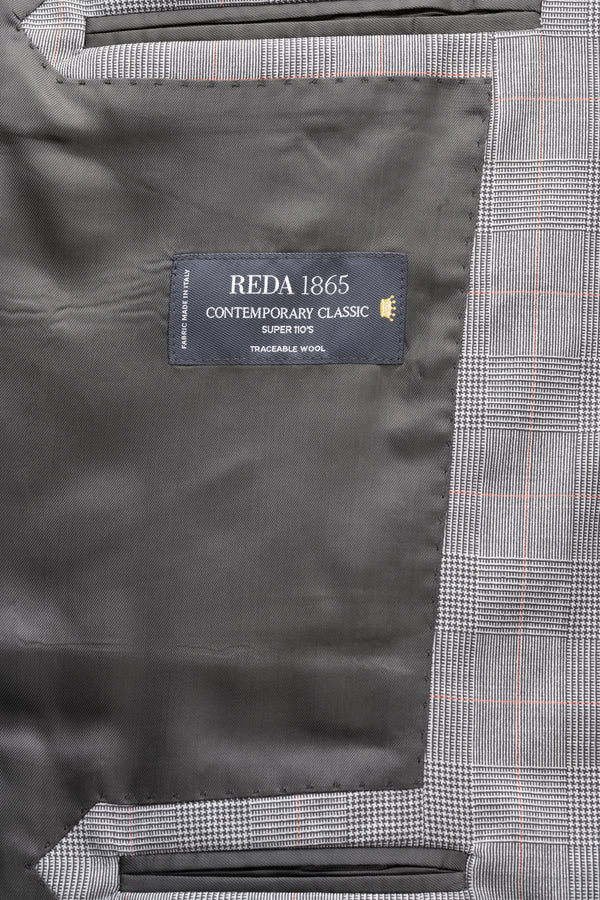 Light Grey Prince of Wales/Pink Wool Suit by Reda - BAZOOKA 