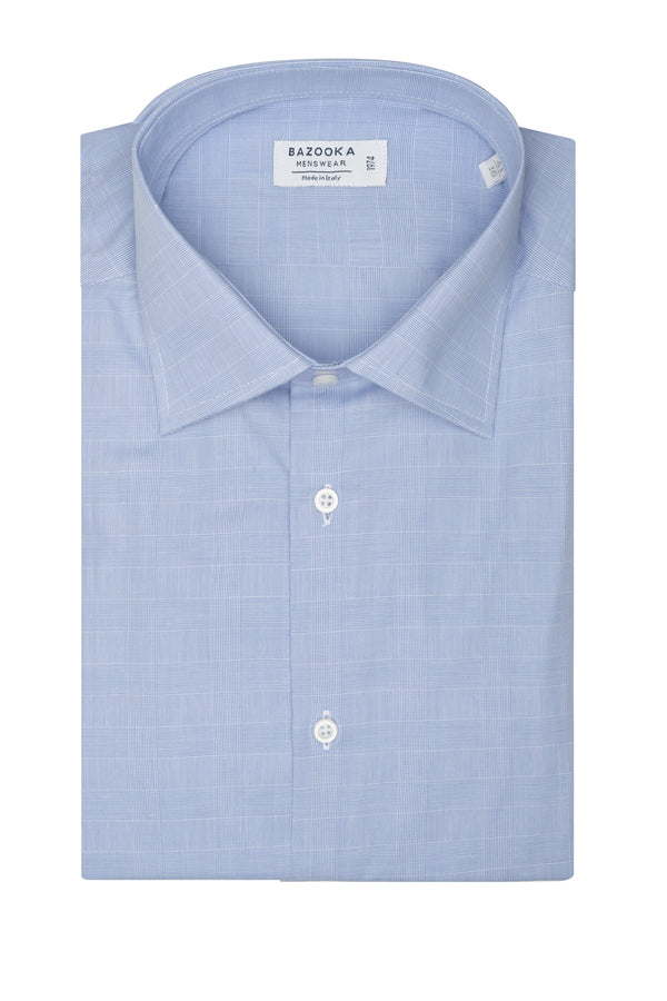 Light Blue Prince of Wales Shirt by Bazooka - BAZOOKA 