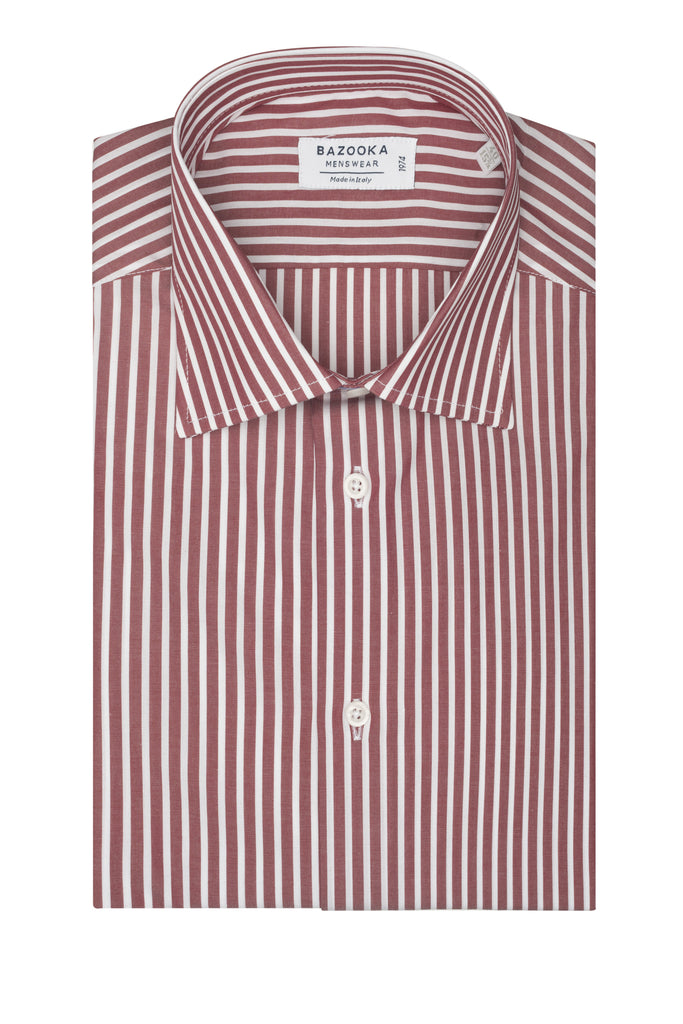 White/Burgundy Striped Shirt by Bazooka - BAZOOKA 