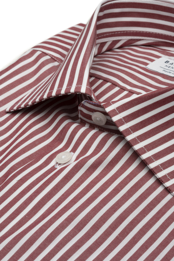 White/Burgundy Striped Shirt by Bazooka - BAZOOKA 