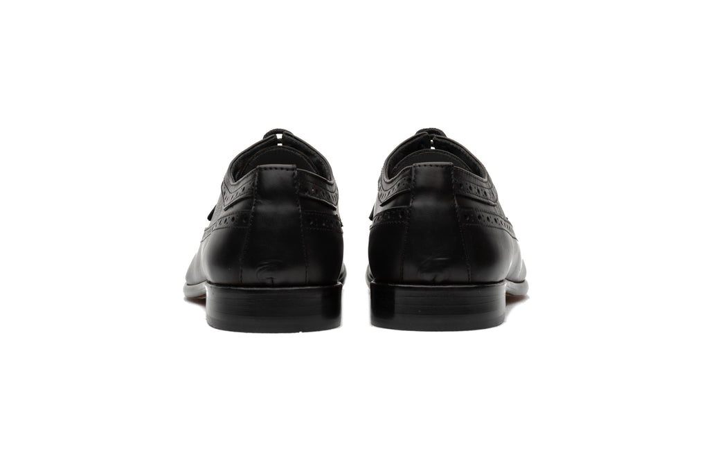 Black Brogue Derby Leather Sole 30860 - BAZOOKA 