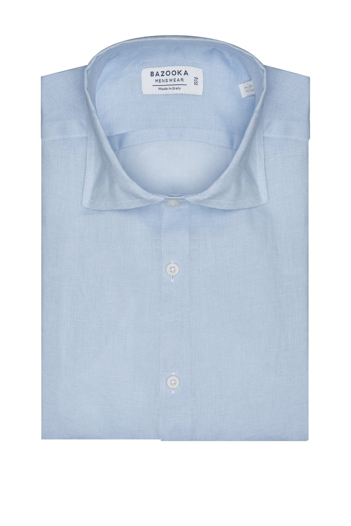 Light Blue Linen Shirt by Bazooka - BAZOOKA 