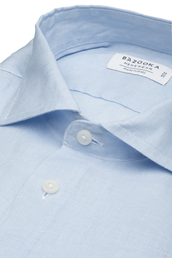 Light Blue Linen Shirt by Bazooka - BAZOOKA 