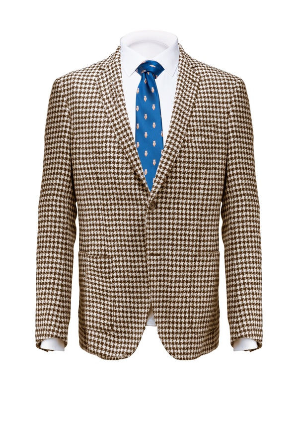 Brown Pied De Poule Wool Blazer - BAZOOKA 