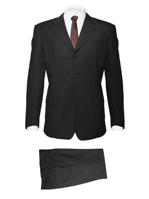 Brown/Grey Pinstripe Suit (3 bottons) - BAZOOKA 