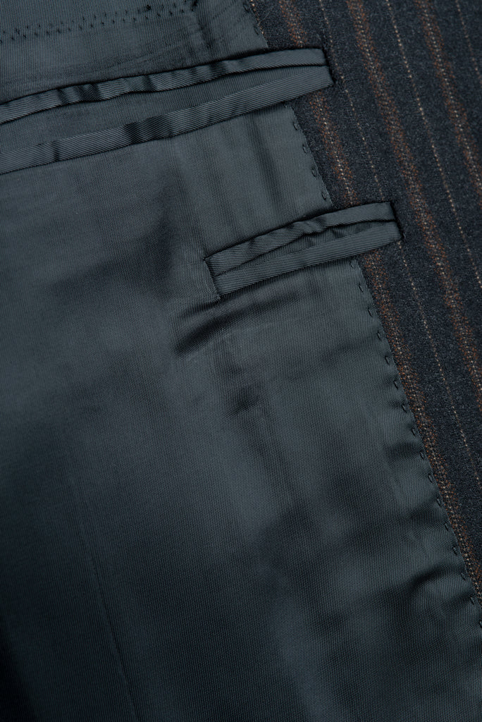 Brown/Grey Pinstripe Suit (3 bottons) - BAZOOKA 