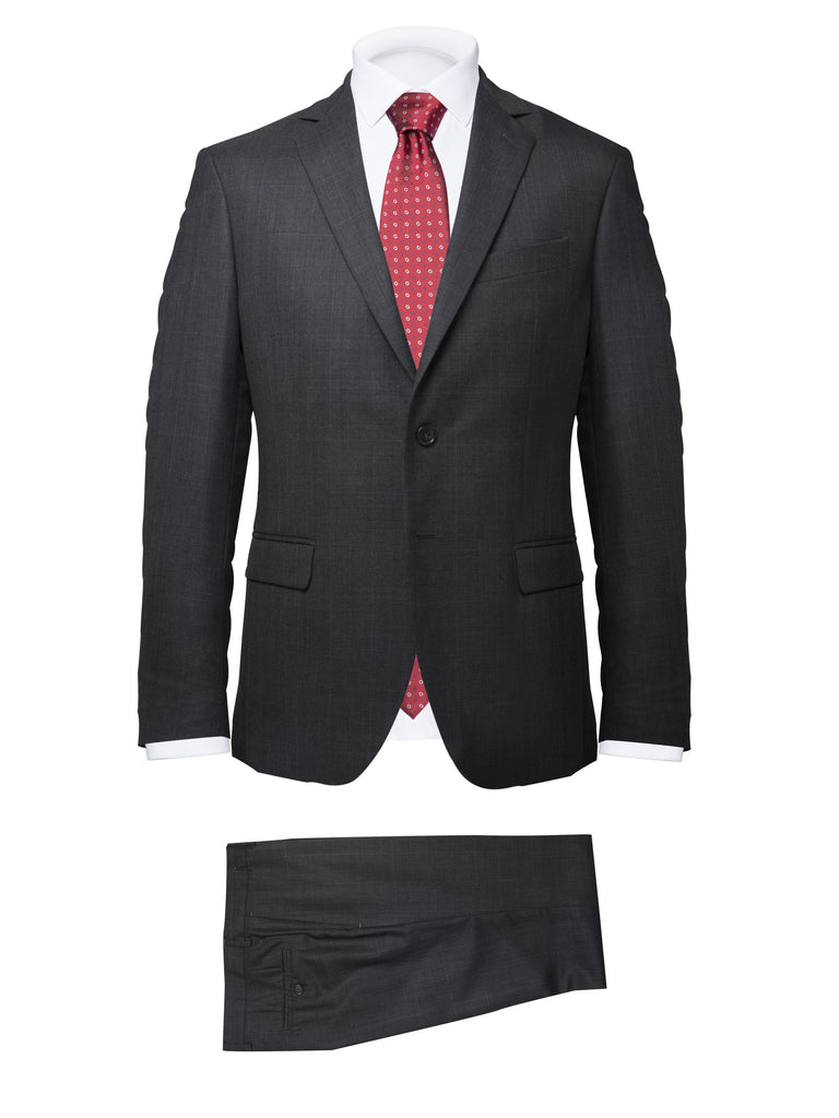 Dark Grey Prince of Wales Suit with light blue by Campore - BAZOOKA 