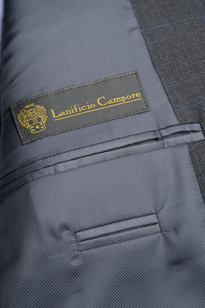 Dark Grey Prince of Wales Suit with light blue by Campore - BAZOOKA 
