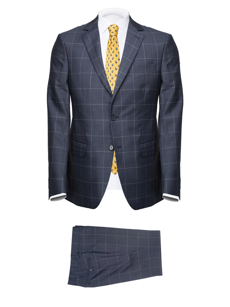 Grey Royal Windowpane Cool Wool Suit - BAZOOKA 