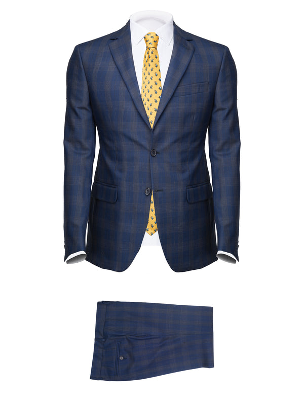 Blue Prince of Wales Cool Wool Suit by Campore - BAZOOKA 