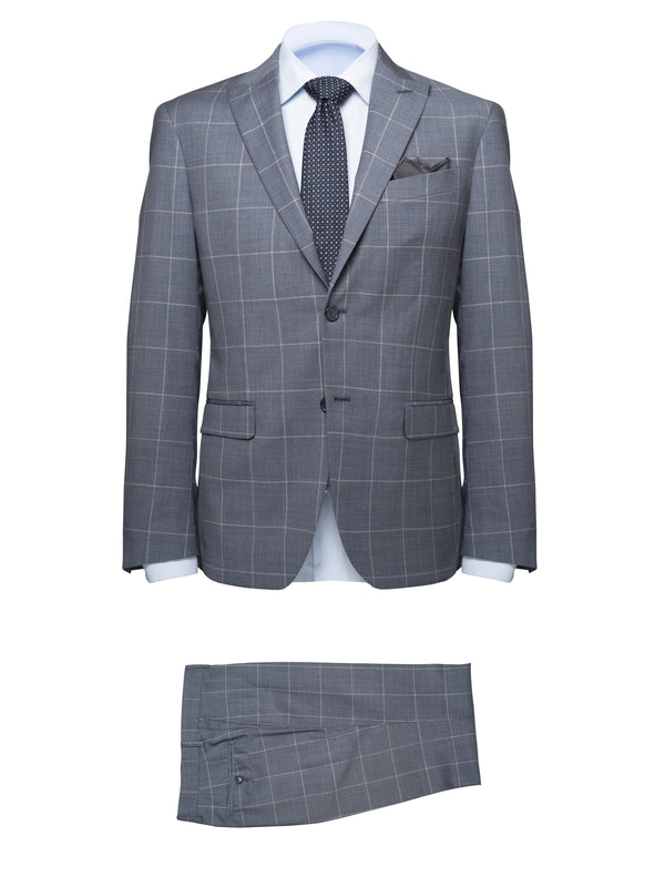 Checked Light Grey Suit - BAZOOKA 
