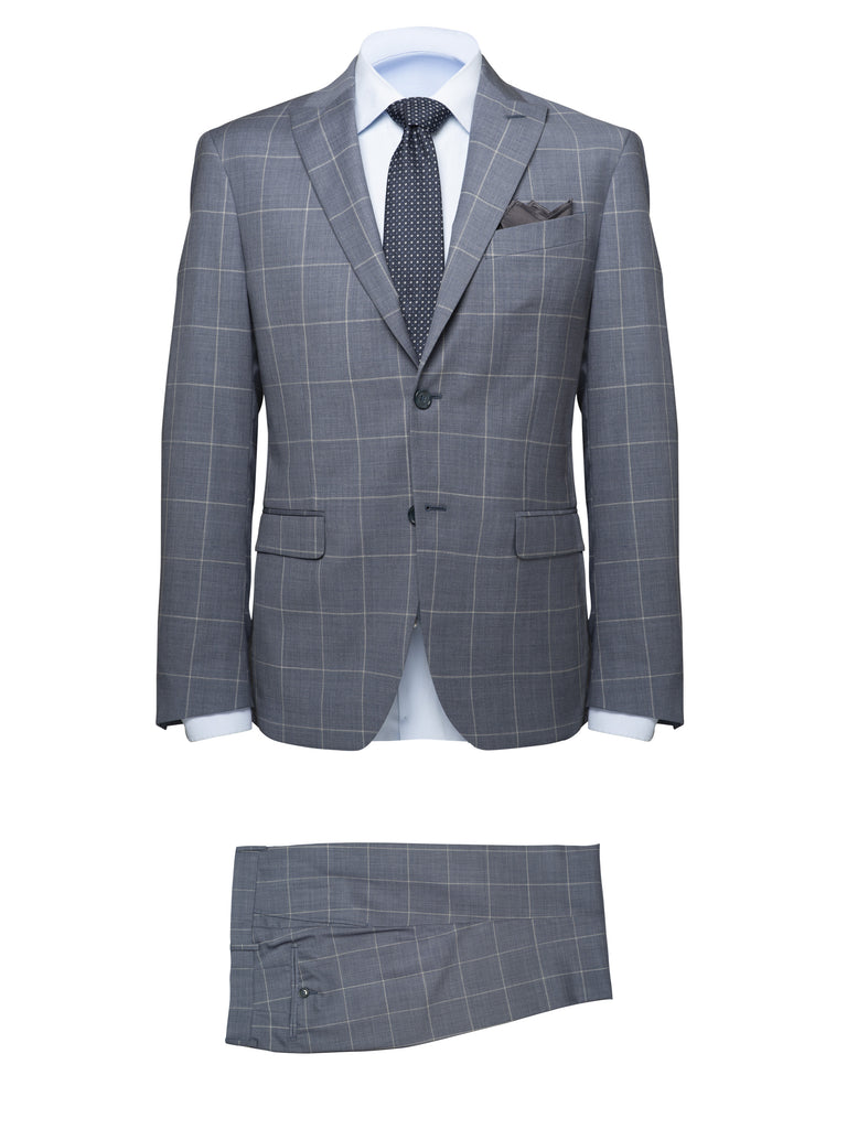 Checked Light Grey Suit - BAZOOKA 