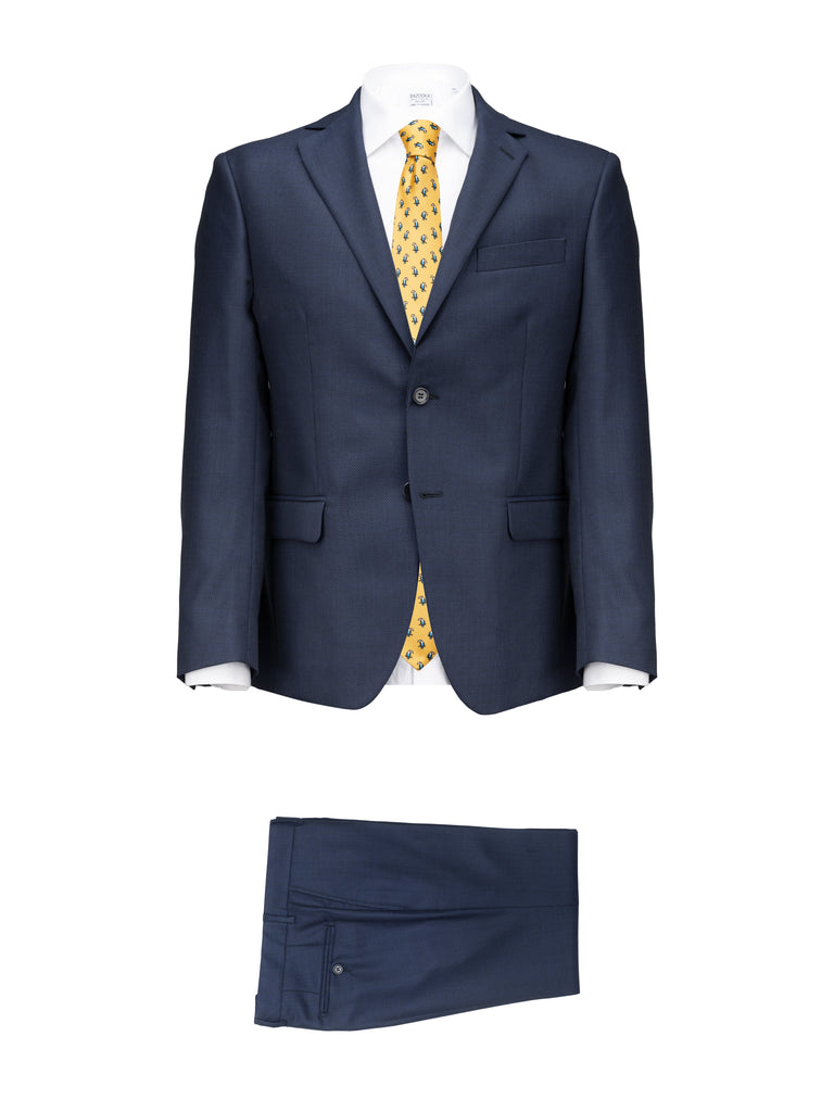 Navy Honey Comb Wool Suit by Campore - BAZOOKA 