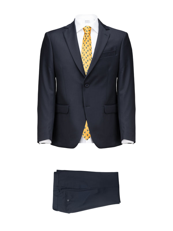 Navy Pinstripe Wool Suit by Marlane - BAZOOKA 