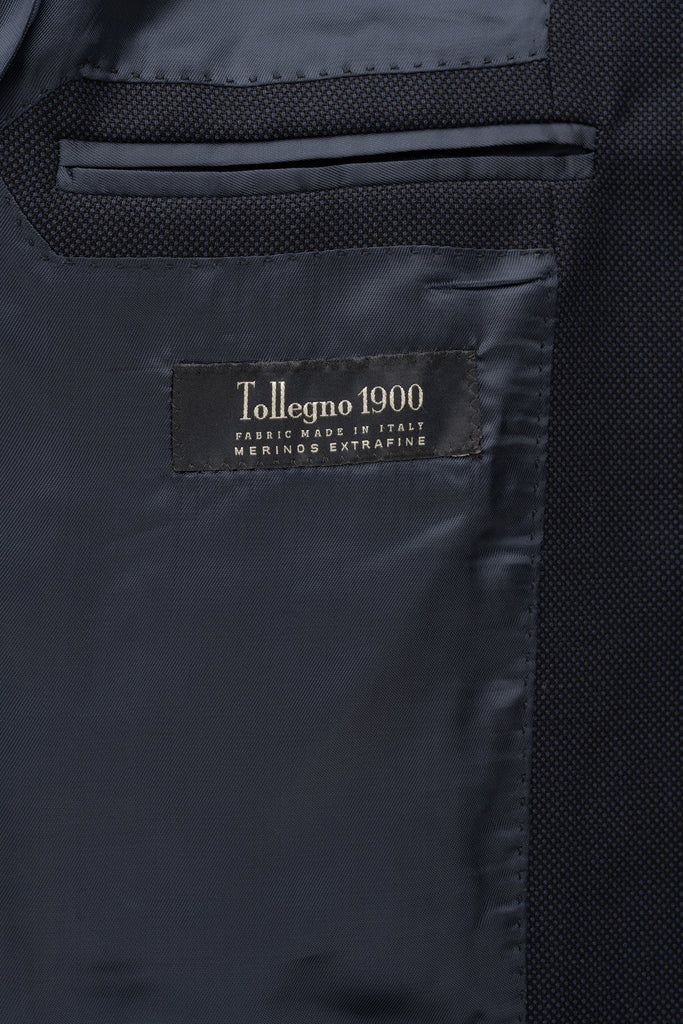 Microfantasy Navy Wool Suit by Tollegno - BAZOOKA 