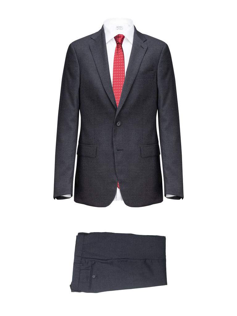 Micro Check Chuckle Grey Cool Wool Suit by Angelico - BAZOOKA 