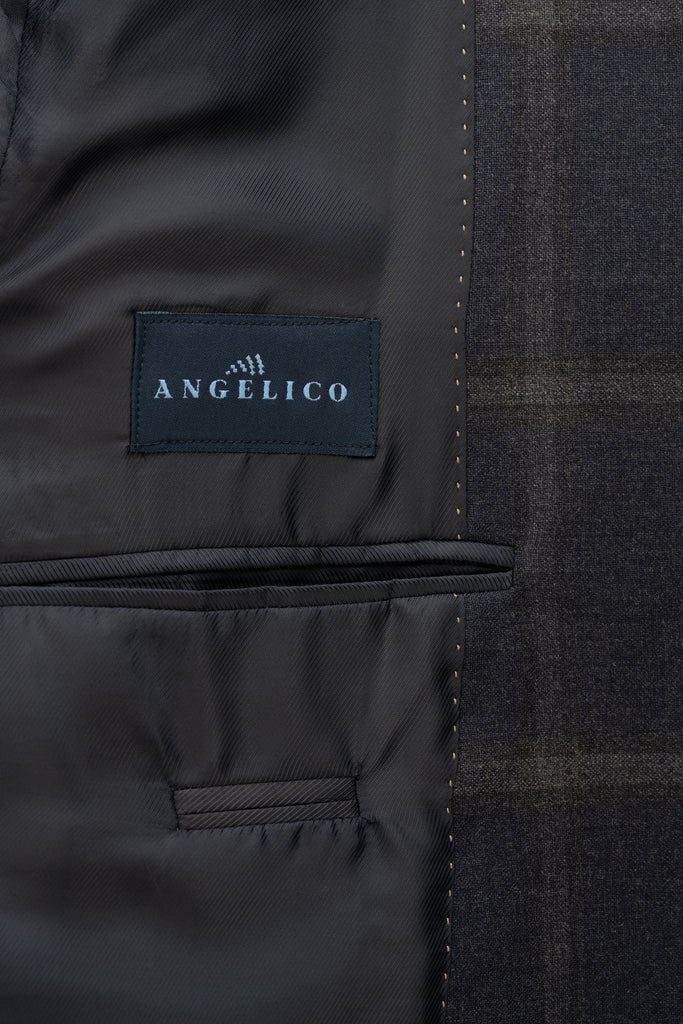 Blue/Grey Windowpane Cool Wool Suit by Angelico - BAZOOKA 