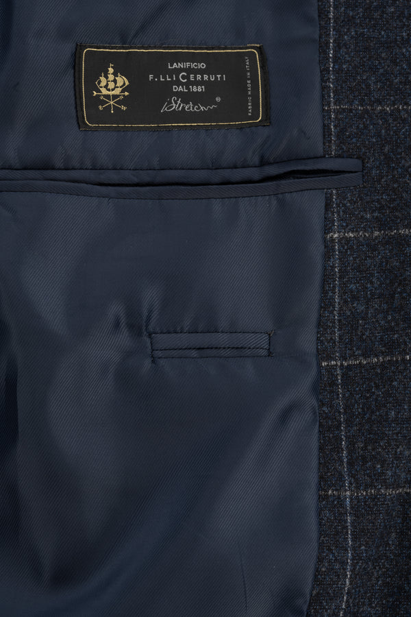 Blue Windowpane Flanel Wool by Cerruti - BAZOOKA 