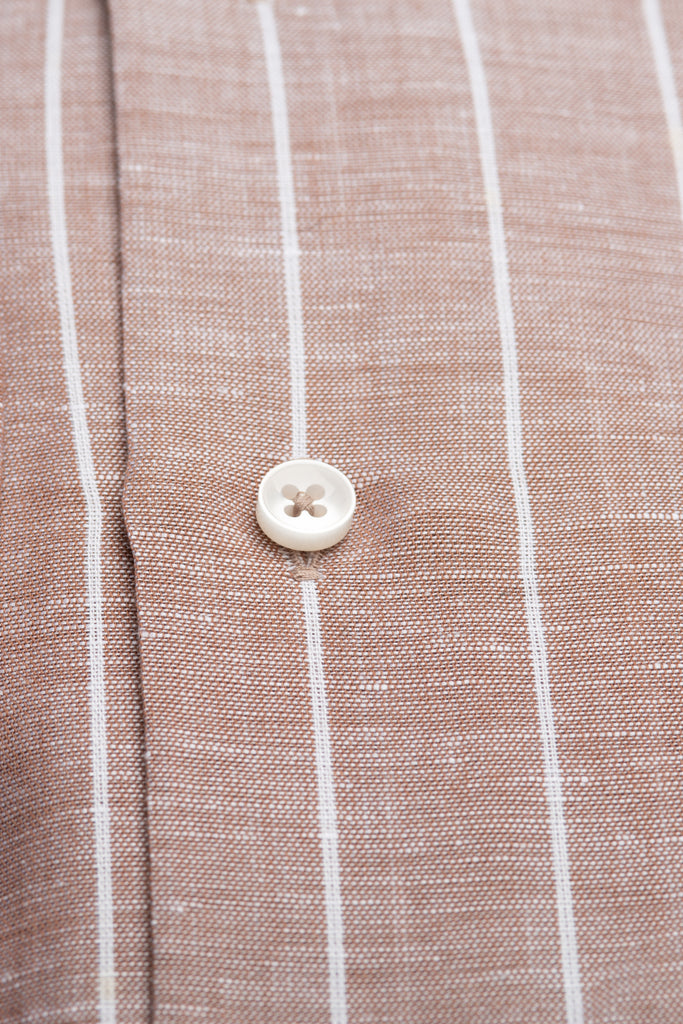 Light Brown linen Shirt with white stripes - BAZOOKA 