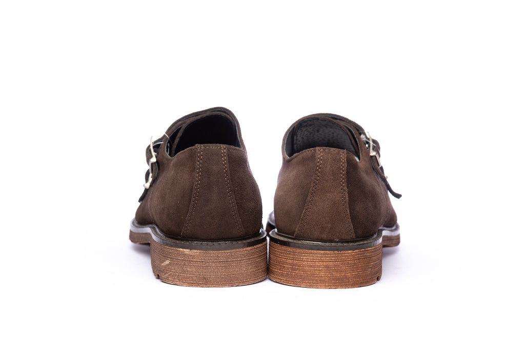 Brown Suede Double Monk Strap - BAZOOKA 