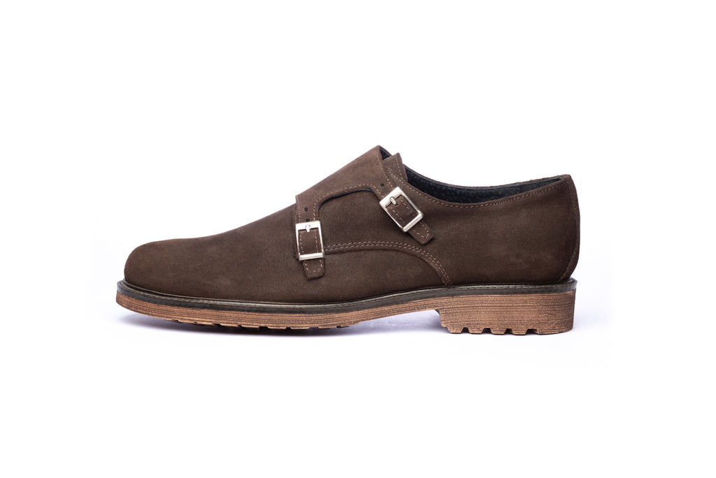 Brown Suede Double Monk Strap - BAZOOKA 