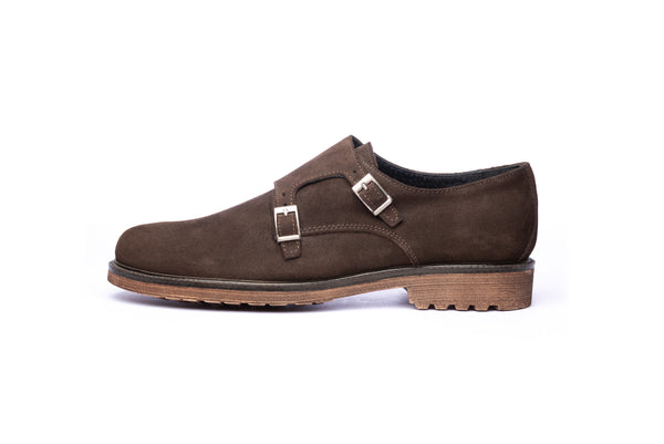 Brown Suede Double Monk Strap - BAZOOKA 