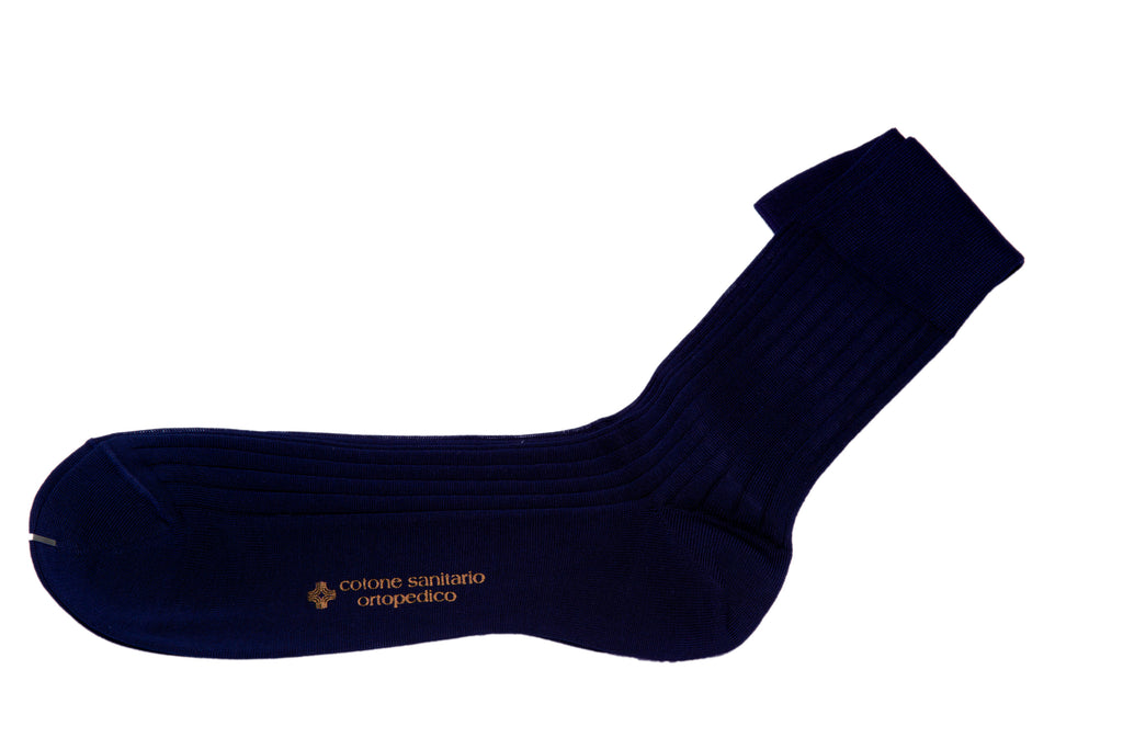 Long Glen Plaid Blue Cotton Dress Socks (Compression) - BAZOOKA 