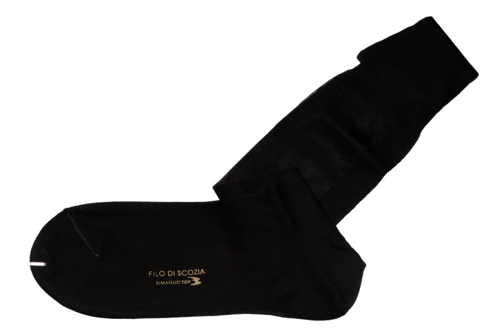 Long Glen Plaid Black Cotton Dress Socks - BAZOOKA 