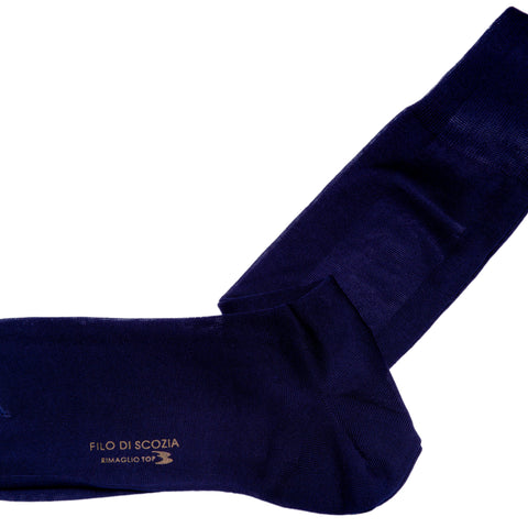 Long Glen Plaid Blue Cotton Dress Socks - BAZOOKA 
