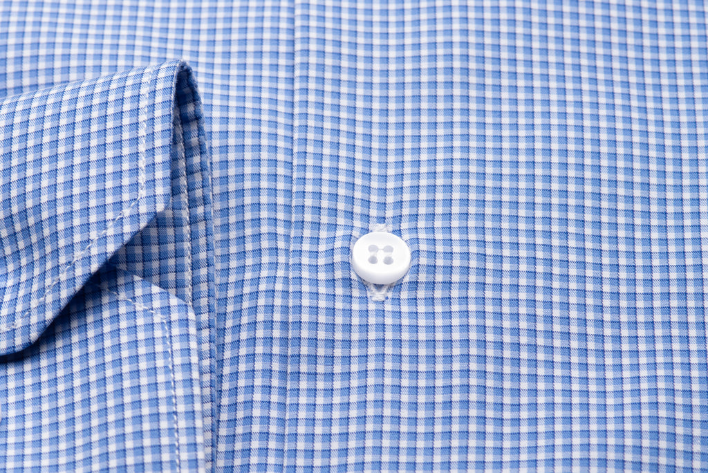 Blue Micro Checked Shirt by Drop Shirt - BAZOOKA 