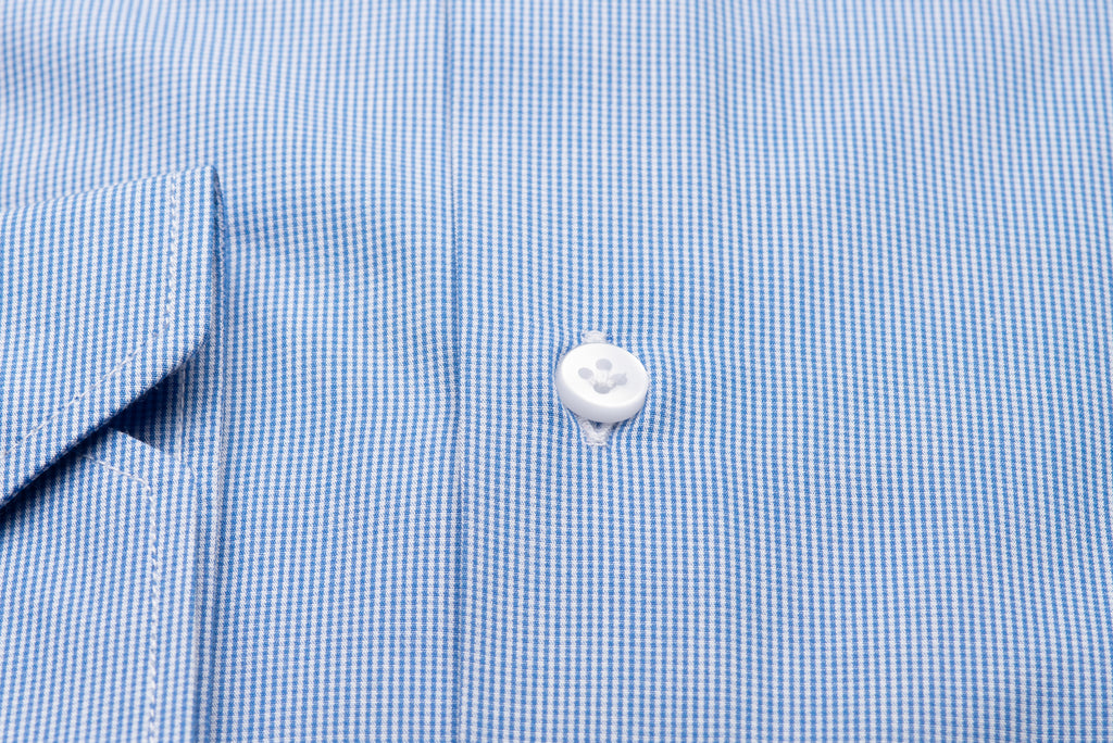 Blue Micro Checked Botton Down Shirt by Bazooka - BAZOOKA 