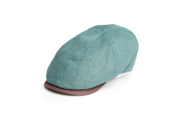 Green & Brown Linen Flat Cap - BAZOOKA 