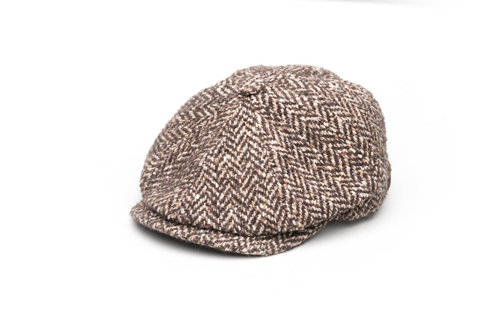 Brown Herringbone Flat Cap - BAZOOKA 