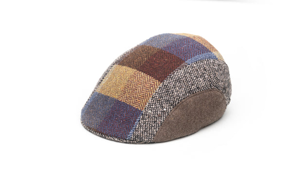 Beige irish Tweed Fantasy Patchwork Wool Flat Cap - BAZOOKA 