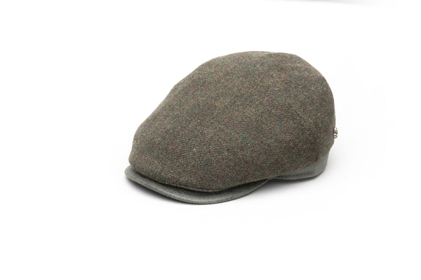 Green Shetland Flat Cap with Green Leatherette - BAZOOKA 