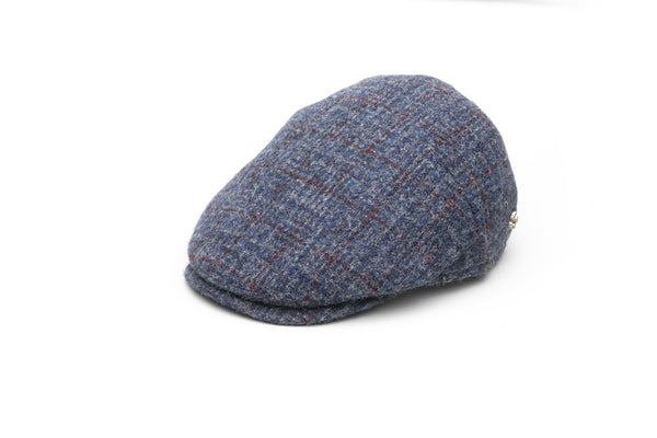 Blue Fantasy Harris Tweed Wool Flat Cap - BAZOOKA 