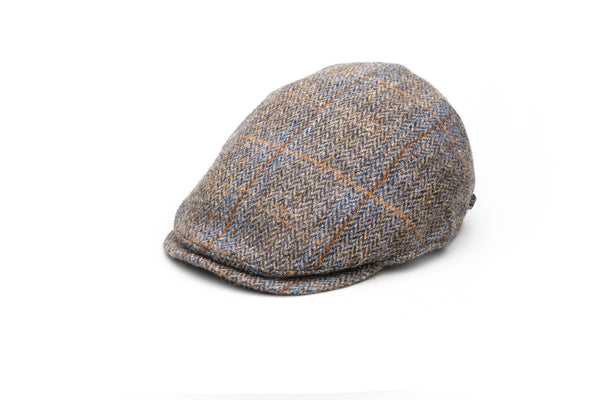 Grey Fantasy Harris Tweed Wool Flat Cap - BAZOOKA 