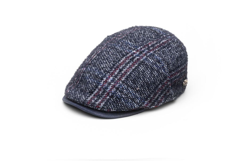 Blue Prince of Wales Wool Flat Cap - BAZOOKA 