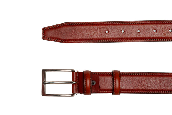 Cognac Stitched Belt - BAZOOKA 
