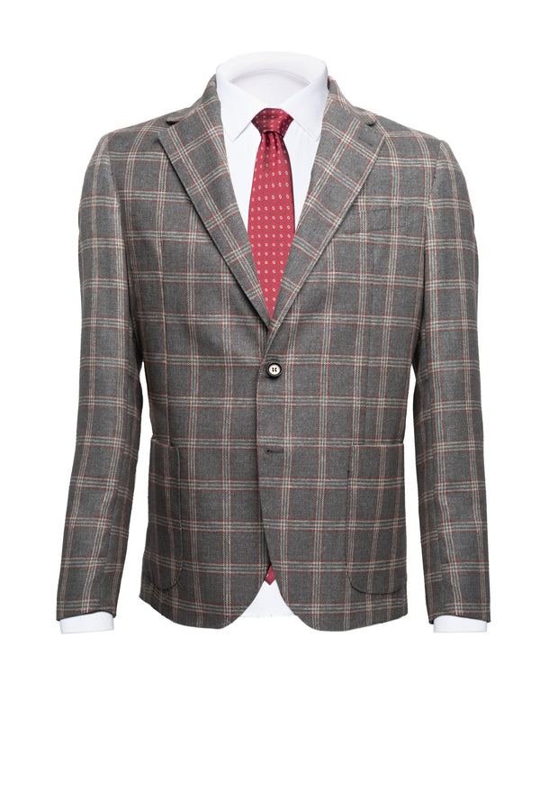 Checked Linen & Cotton Blazer - BAZOOKA 