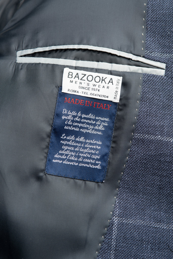 Blue Checked Linen & Cotton Blazer - BAZOOKA 