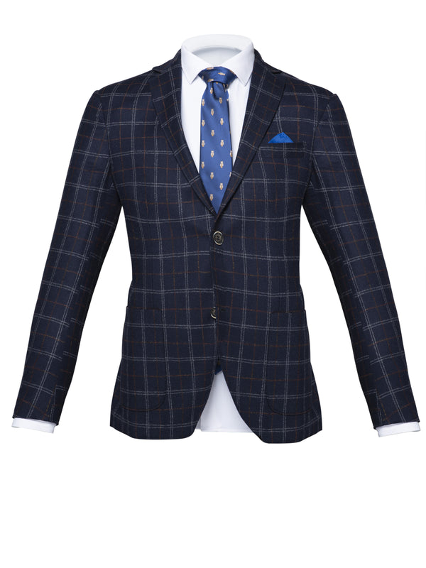 Navy Rainbow Windowpane Jacket by Marlane - BAZOOKA 