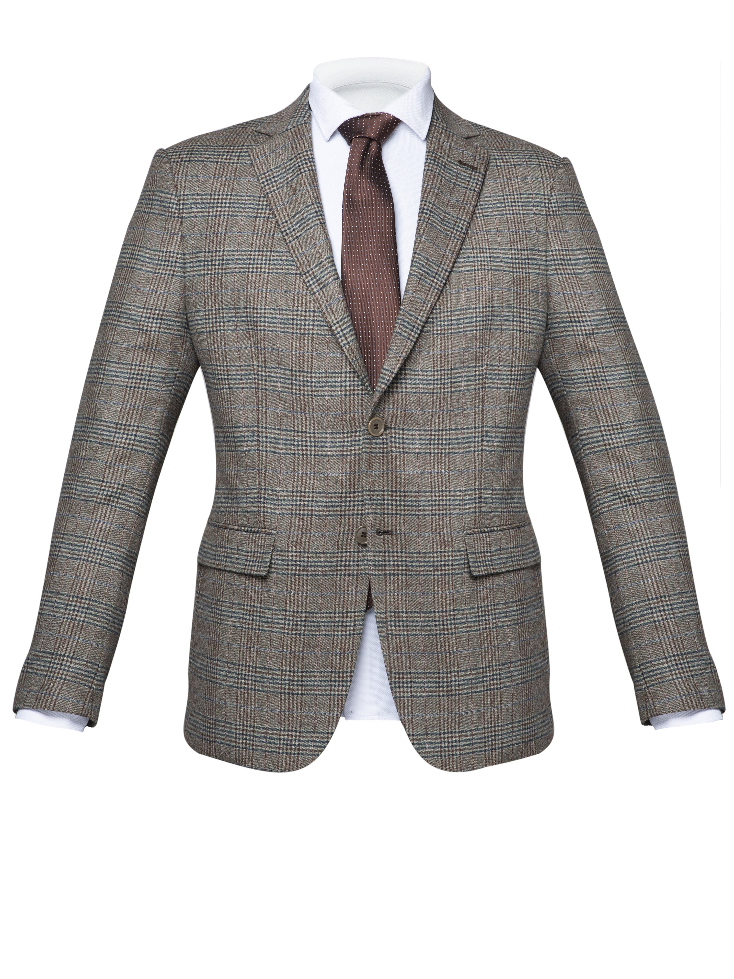 Brown Prince of Wales Wool Blazer by Marlane | BAZOOKA Brown Prince of Wales Wool Blazer by Marlane | BAZOOKA