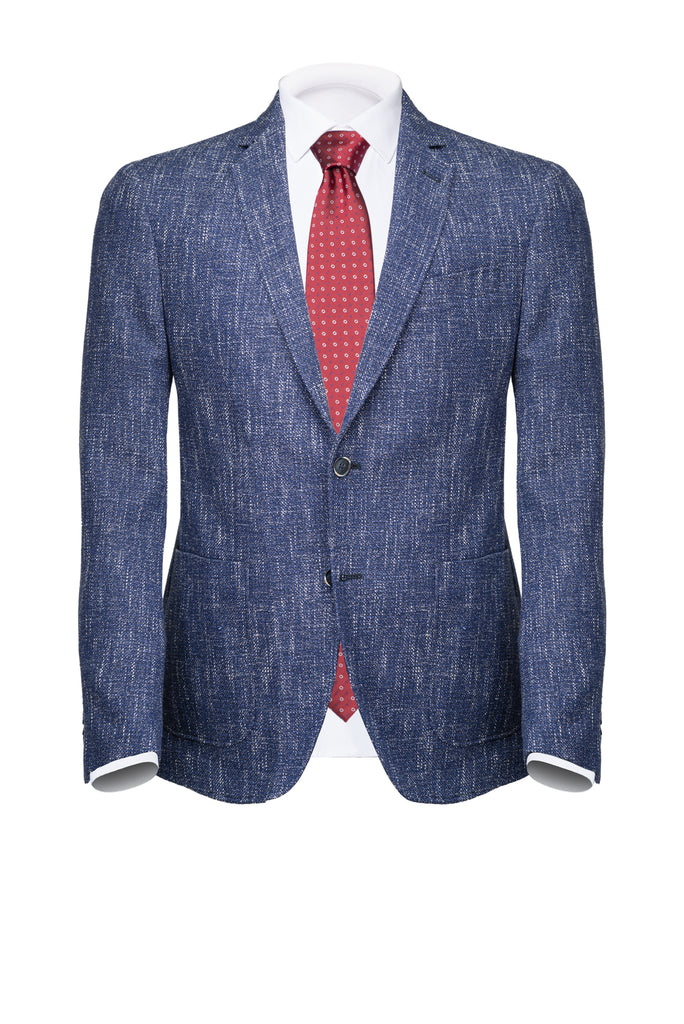 Blue Texture Campore Cotton Blazer - BAZOOKA 