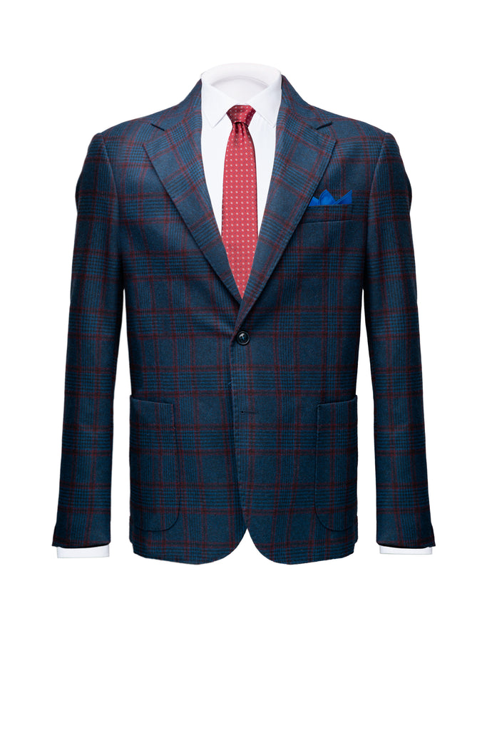 Blue Prince of Wales & Burgundy Windowpane - BAZOOKA 