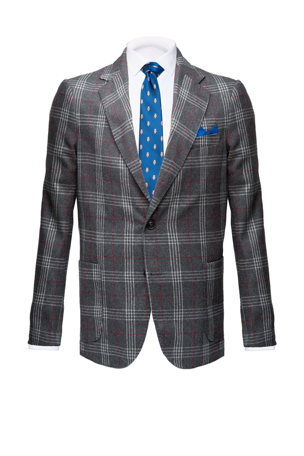 Grey Prince of Wales & Burgundy Windowpane - BAZOOKA 