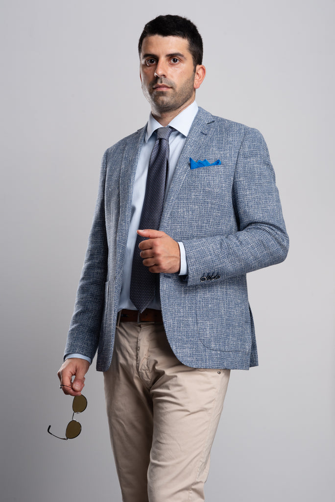 Light Blue Cotton Blazer - BAZOOKA 